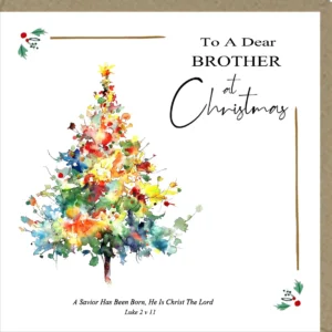 A large-format Potty Mouse Christmas card for a brother featuring a festive illustration, blank interior for a personalized holiday greeting.