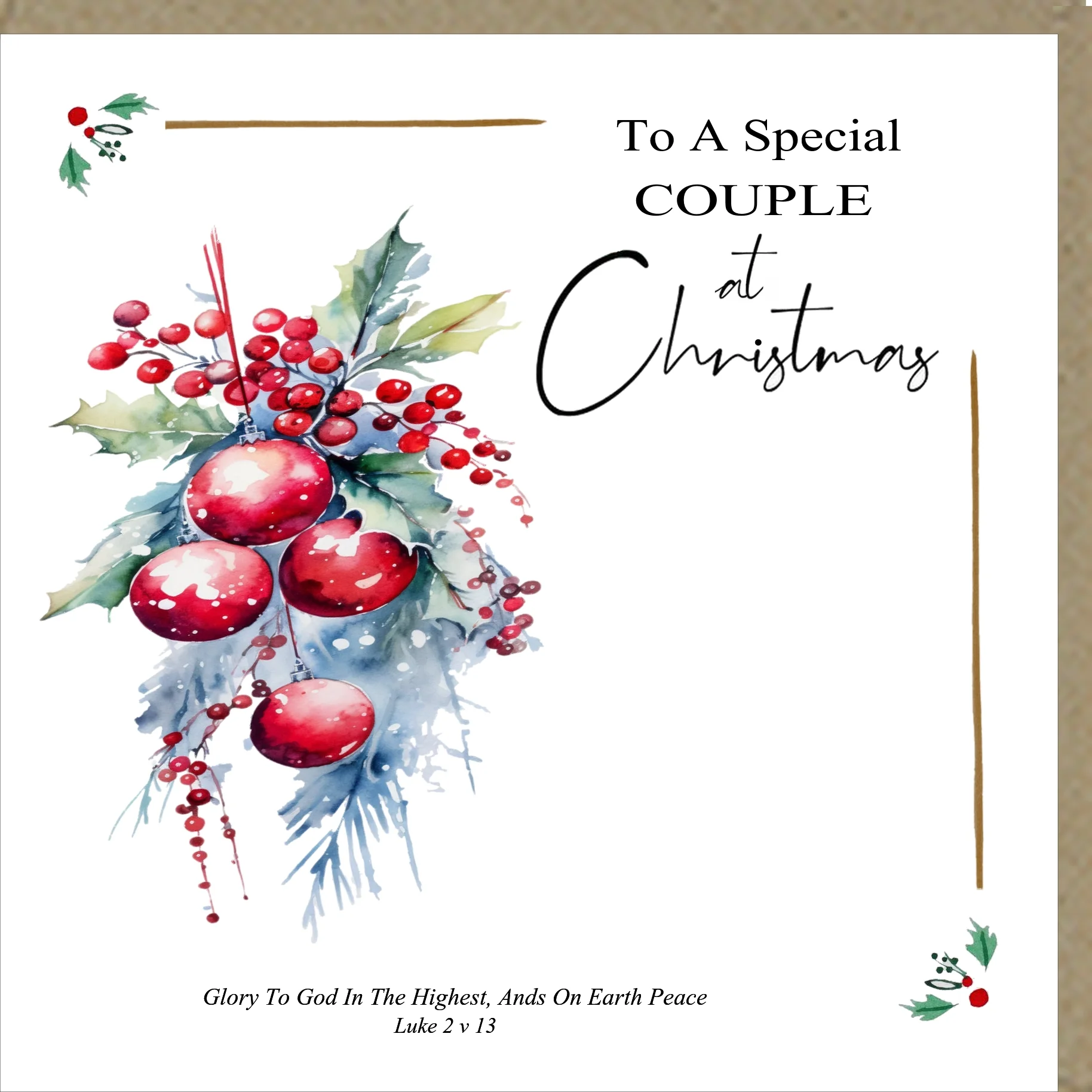To A Special Couple at Christmas Greetings Card
