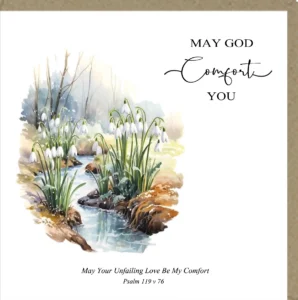 A large format Potty Mouse sympathy greeting card featuring a comforting message for someone who is thinking of you during a difficult time.