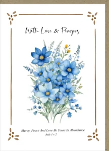 A high-quality, large-format general greetings card featuring the Potty Mouse design, perfect for sending love and prayers with space inside for a personalized message.
