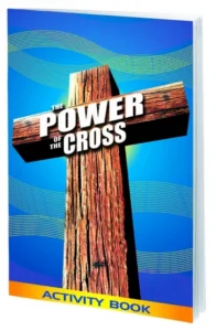 A vibrant stack of 12 'The Power of The Cross' activity books, featuring engaging illustrations, perfect as Easter gifts for children.