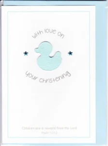Three Dot Greetings Card Blue Christening
