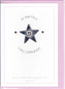 Three Dot Greetings Card Pink Star Communion