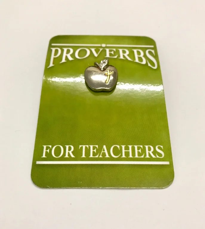 Proverbs for Teachers Apple & Cross Lapel Pin Badge