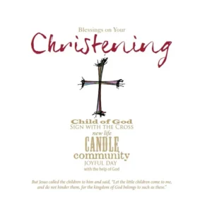 A 'Blessings on Your Christening' Christian greeting card featuring elegant typography and a simple, inspiring design, perfect for religious ceremonies.