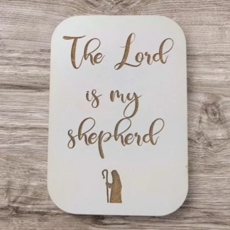 Decorative fridge magnet featuring the inspirational text The Lord is my shepherd, a meaningful gift from the Rock Foundation magnets collection.
