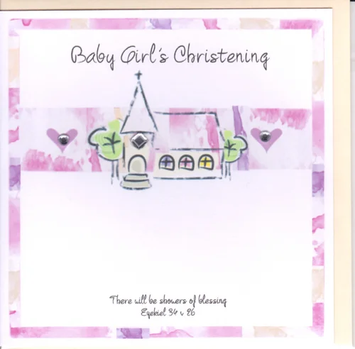 Potty Mouse Baby Girl's Christening Greetings Card