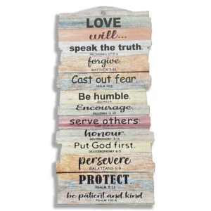 Large wooden hanging plaque featuring inspirational scripture as part of our Heavenly Blessed Gifts collection, perfect for home decor.