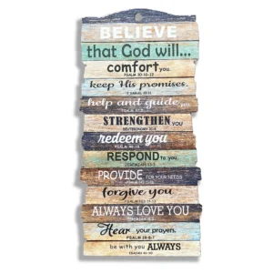 A rustic wooden stacked hanging plaque featuring inspirational scripture, perfect as a heavenly blessed gift for home wall decor.