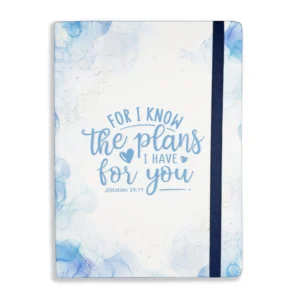 A sturdy hardcover A5 notepad from our jotters collection featuring the inspirational text For I know the plans, perfect for daily journaling, Bible study notes, or spiritual reflection.