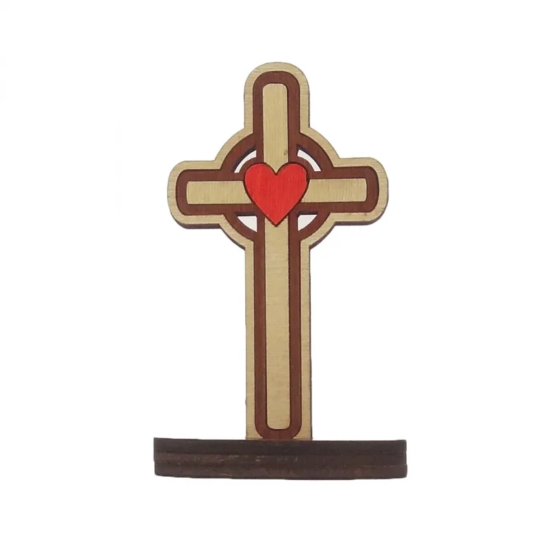 Small Standing Cross - Heart