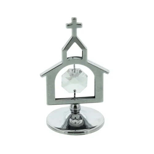 Crystocraft Chrome Plated Church Ornament
