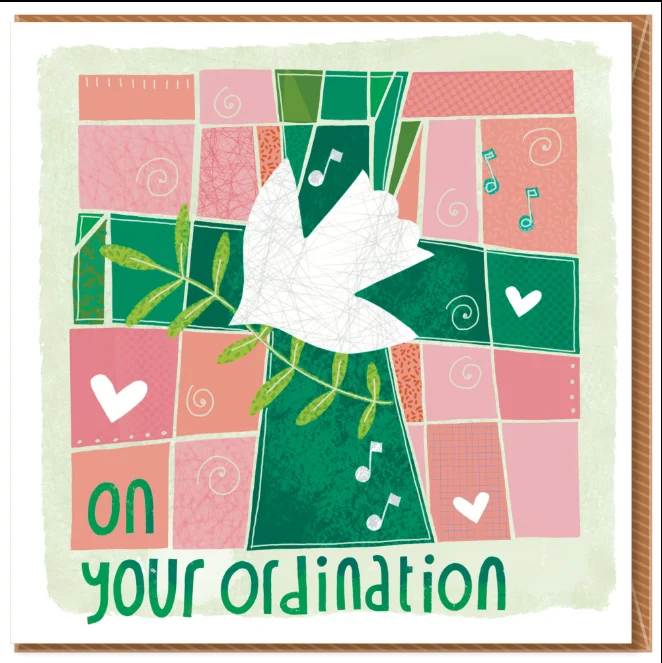 Ordination Green Cross Greetings Card