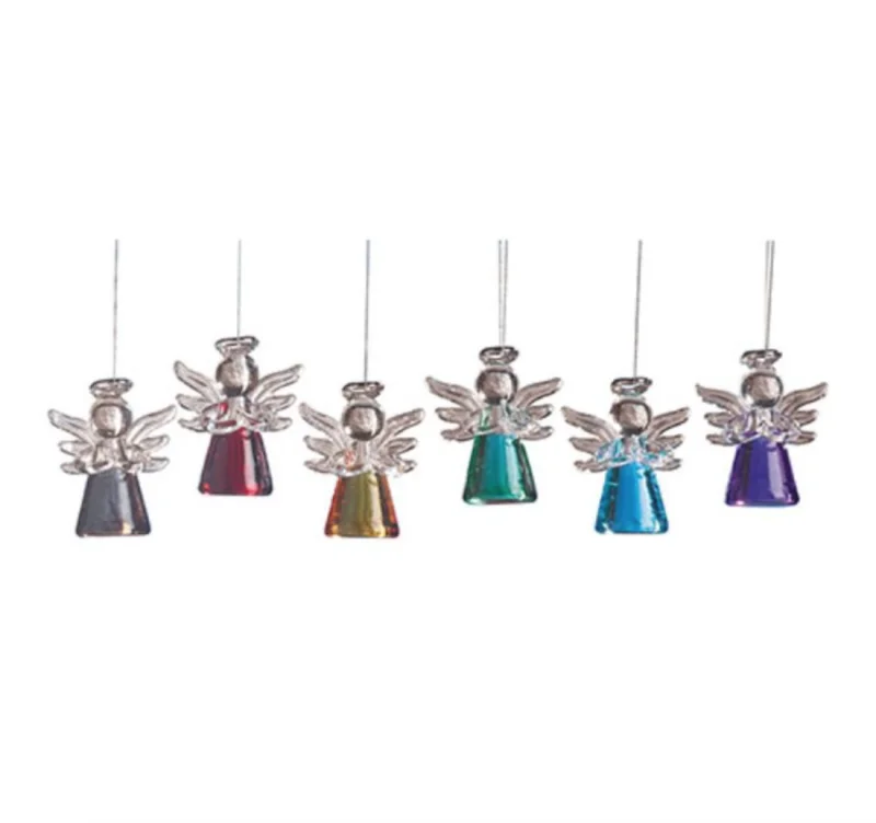 Mini Colored Glass Angel Ornaments Pack of 12
