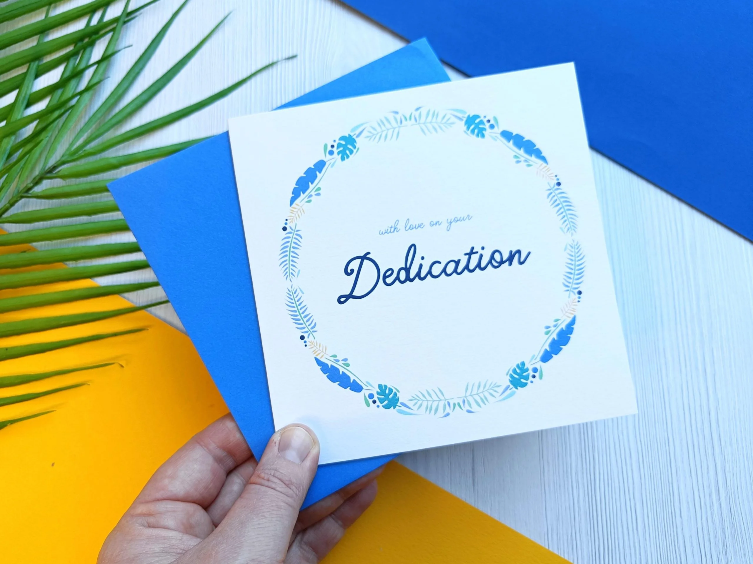 Dedication (Blue) Greetings Card