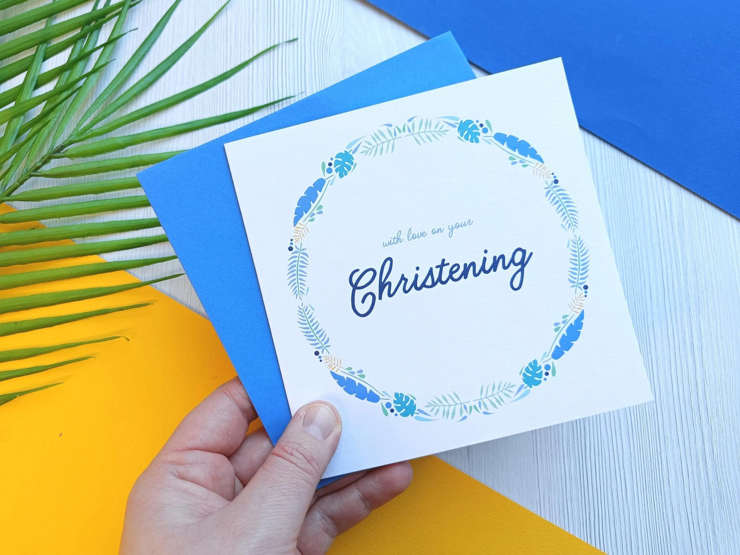 Christening (Blue) Greetings Card