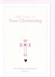Three Dot Greetings Card With Love Christening Pink