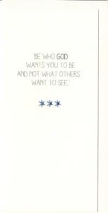 A contemporary minimalist greeting card from Three Dot Cards featuring the inspirational phrase Be Who, part of our collection of premium Christian encouragement and scripture cards.