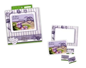 A 5-piece magnetic picture frame set featuring the Bible verse John 3:16, including one central photo frame and four decorative magnets from our collection of affordable magnets and everything £1 gifts.