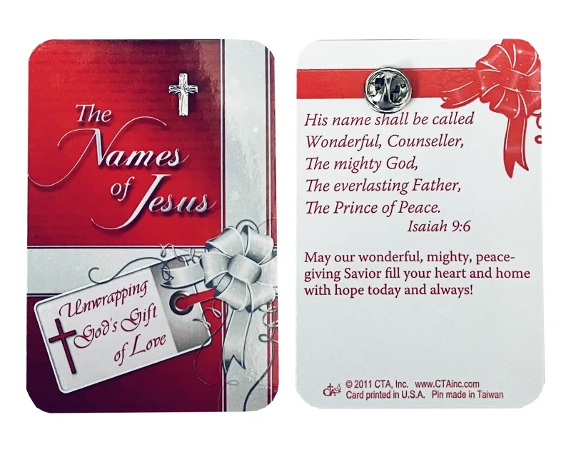 Names Of Jesus Cross Lapel Pin and Card