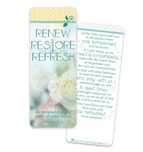 Decorative jumbo bookmark featuring the motivational phrase Renew Restore Refresh, a stylish addition to our Pens and Bookmarks collection available in the Everything 1 pound range.
