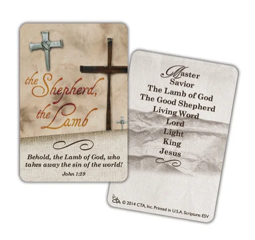 The Shepherd, the Lamb Pewter Finish Nail Cross Lapel Pin w/Pocket Card