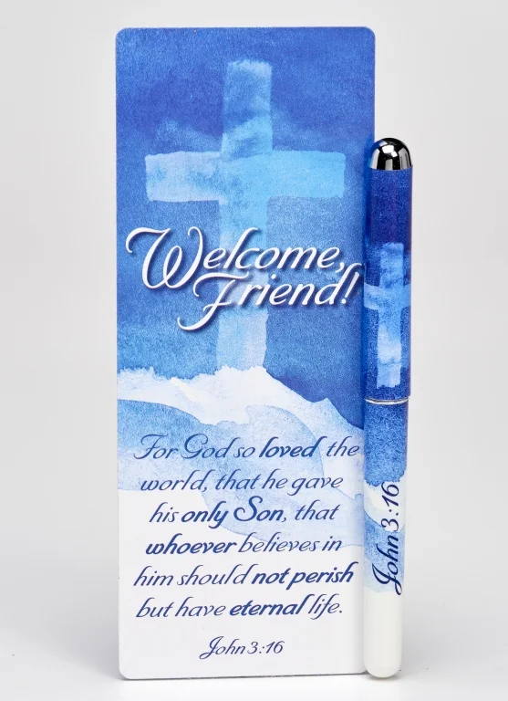 Welcome Friend Pen and Jumbo Bookmark Gift Set