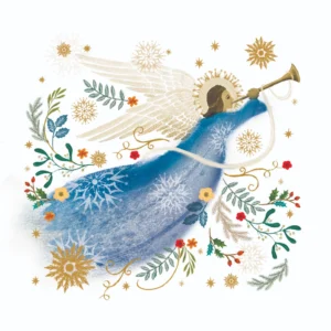 A pack of ten Tearfund Christmas cards featuring a serene angel illustration, perfect for sending warm festive greetings.
