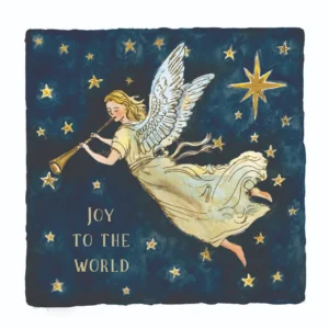 Pack of 10 Tearfund Christmas cards featuring a delicate painted angel design, perfect for sending festive greetings.