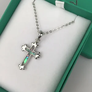 Inlaid Shell Celtic Cross Pendant Neutral