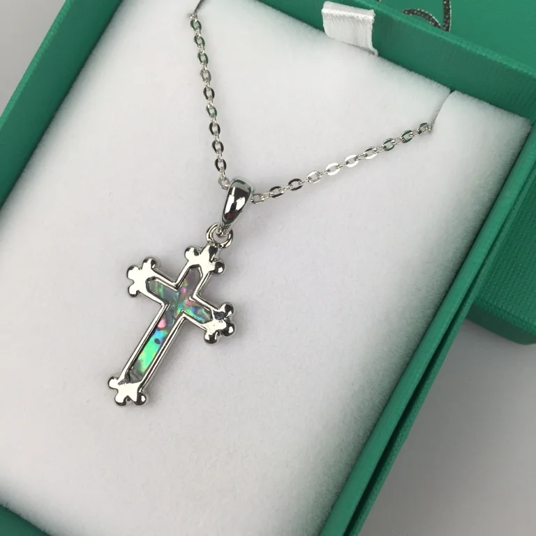 Inlaid Shell Celtic Cross Pendant Neutral