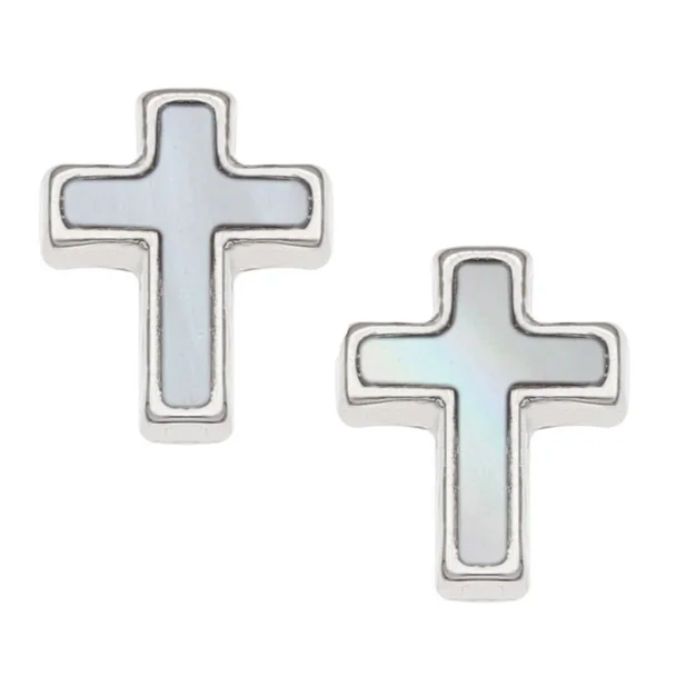 TJ White Small Cross Earrings