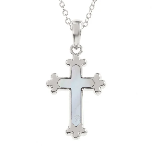 TJ White Trefoil Cross Necklace