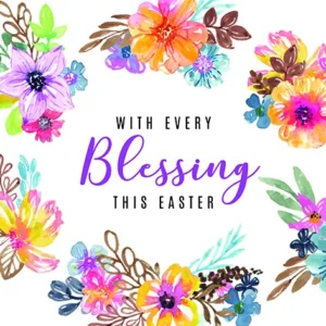 A pack of five eco-friendly Easter greeting cards featuring the blessing message with envelopes for religious seasonal celebrations.
