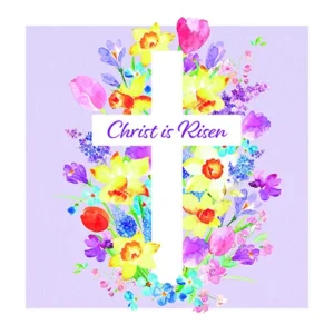 A set of five religious Easter greeting cards featuring the scripture Matthew 28:6 with an elegant floral design and matching envelopes.