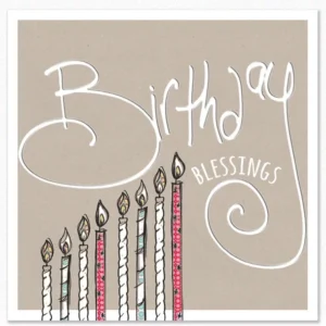 A decorative Christian birthday greeting card featuring an inspirational blessing design by Tracey Russell from the exclusive Potters House collection.