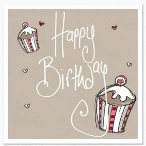 A decorative Christian themed birthday greeting card designed by Tracey Russell featuring elegant calligraphy and festive artwork.
