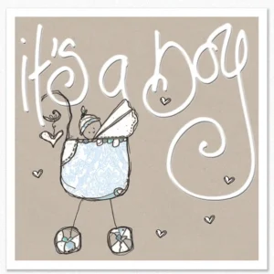 A decorative Tracey Russell Christian greeting card featuring an Its a Boy design, perfect for celebrating a new baby arrival.