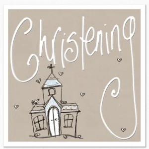 A decorative Tracey Russell christening greeting card for a boy featuring elegant artistic designs suitable for religious baptism celebrations.