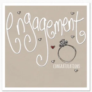 A decorative Tracey Russell design greeting card for an engagement, featuring elegant hand-drawn illustration style suitable for wedding and anniversary celebrations.