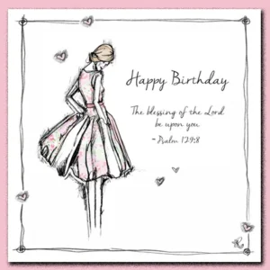A decorative Christian birthday greeting card from the Tracey Russell collection, featuring elegant typography and feminine artistic design, perfect for a special birthday celebration.