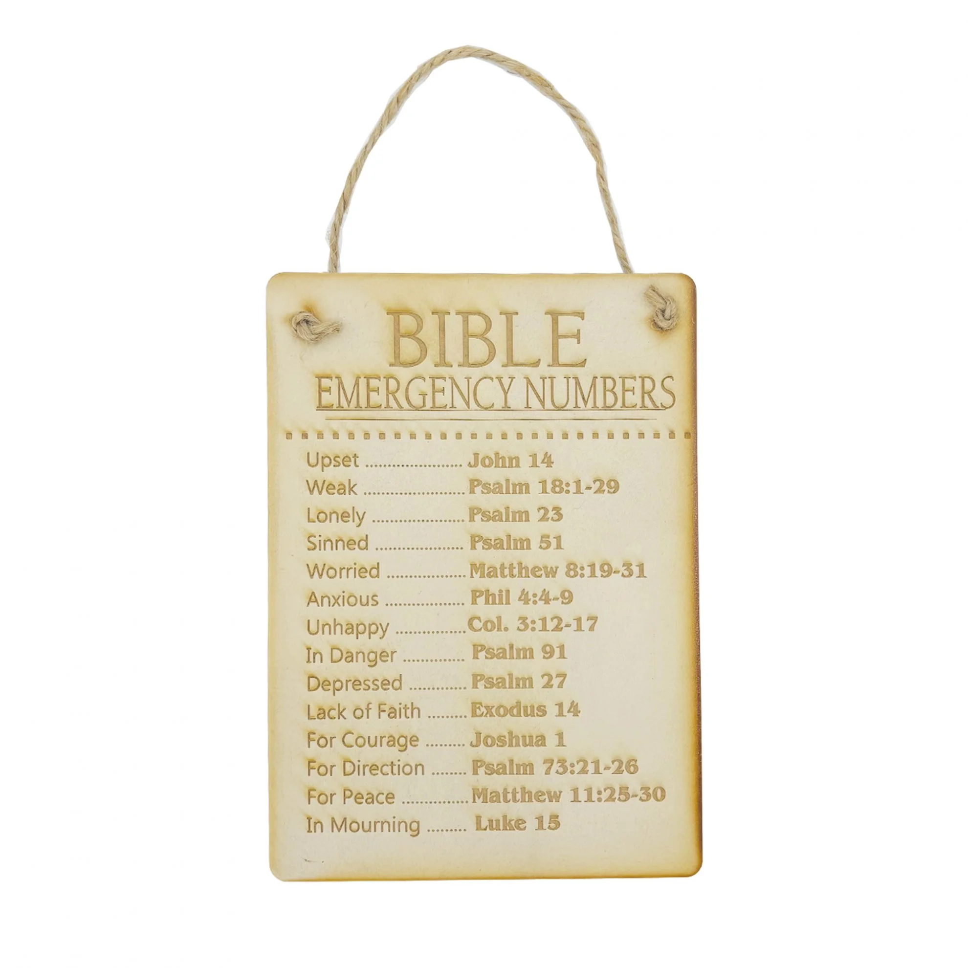 Bible Emergency Numbers Rectangle Plaque