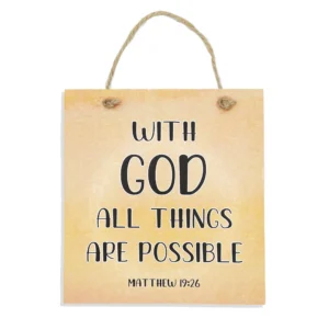 With God All Things Are Possible Coloured Plaque