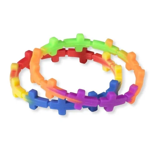 Purple, Orange and Green Silicone Cross Bracelet
