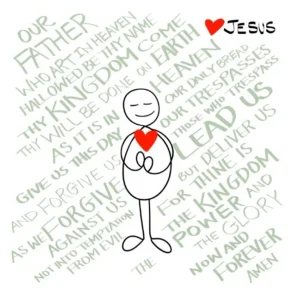 A charming doodle-style greeting card featuring the Lord's Prayer, part of our collection of inspirational encouragement and scripture cards for families.