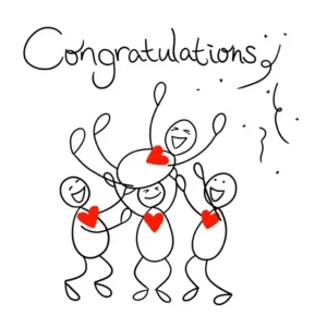 A humorous and contemporary congratulations doodle greeting card from the Yes Cards collection, featuring a charming hand-drawn style design suitable for family celebrations.