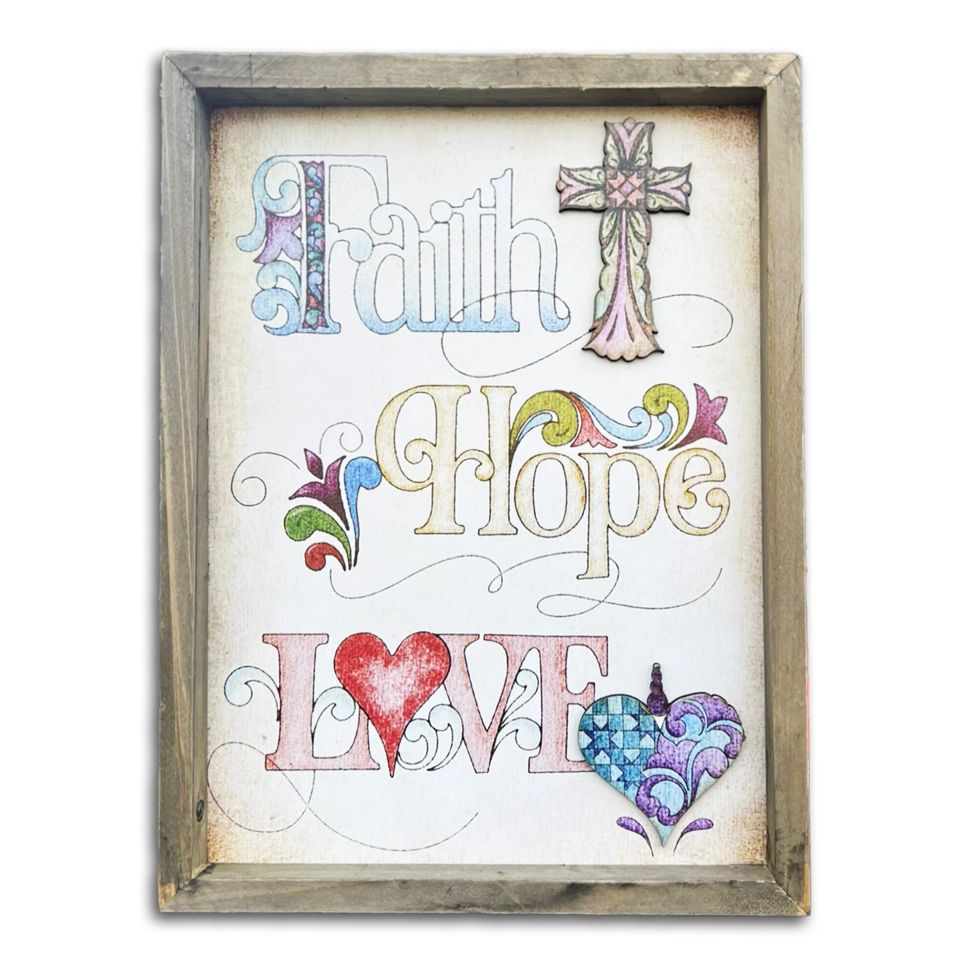 Jim Shore Framed Print - Faith Hope Love