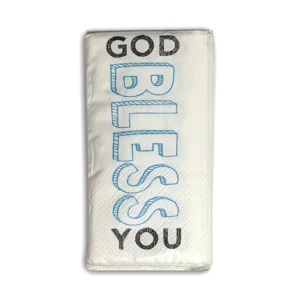 Single pack of 3-ply pocket tissues featuring God Bless You text, a thoughtful addition to our collection of Christian gifts.
